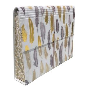 Molly & Rex Foil Feathers Accordion File Holder w/Bungee Closure (17814)